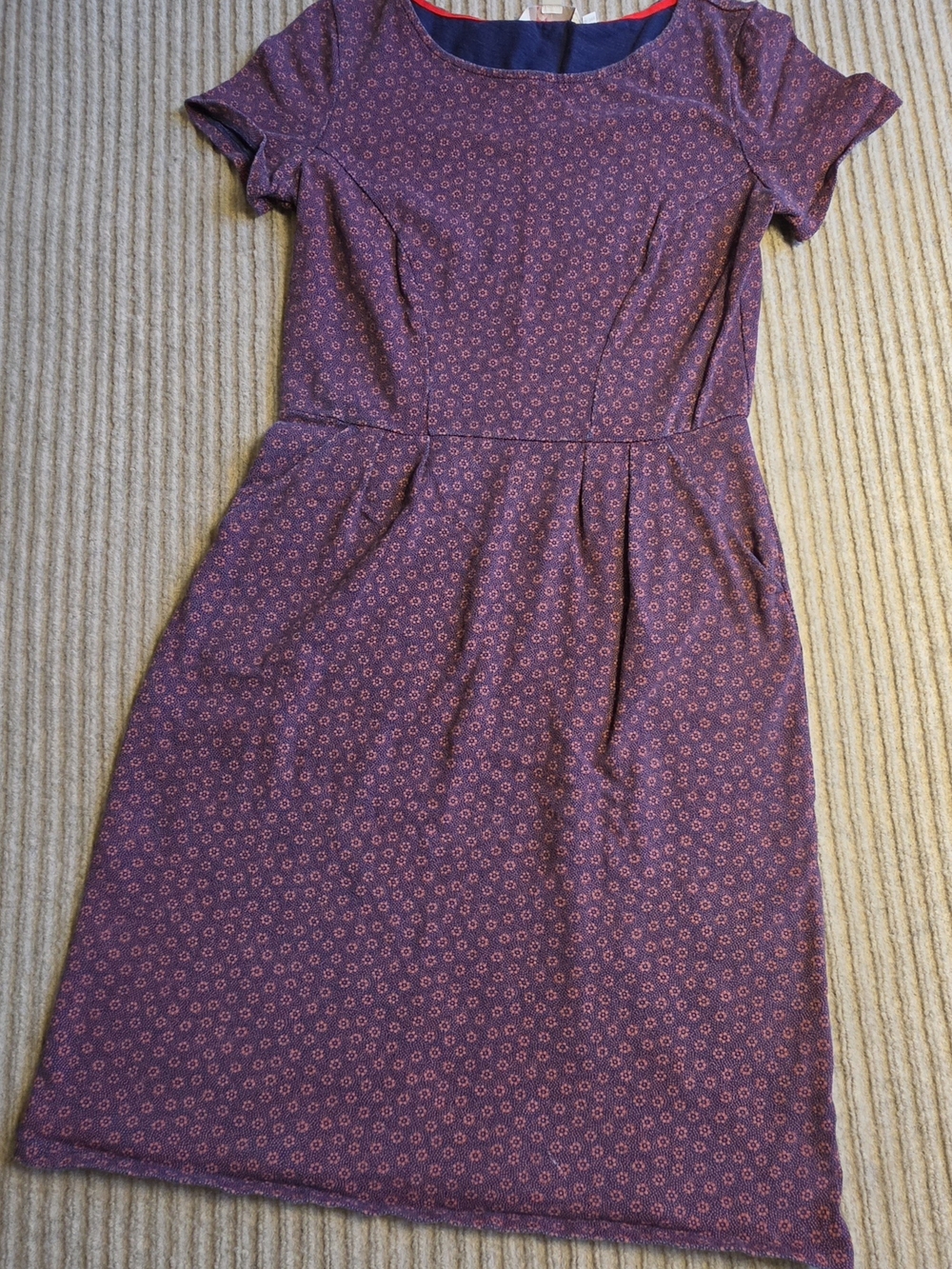Boden Phoebe Jersey Midi Dress Women’s Navy Blue Floral Cotton Pockets 4R